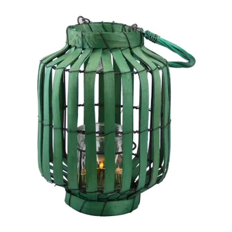 20'' Tropicalia Green Cabana Tiki Bar Votive Candle Holder Lantern