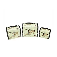 Set of 3 Vintage-Style Stiletto Decorative Wooden Storage Boxes 10"