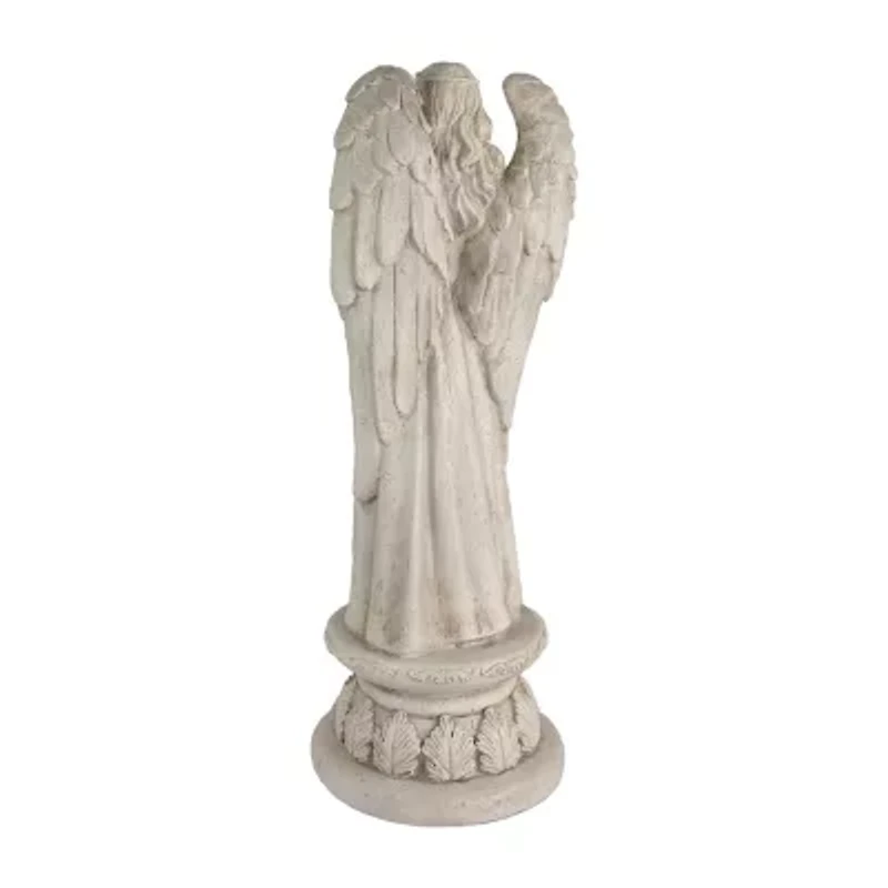 22.5'' Standing Angel with Birdbath Votive Candle Holder Outdoor Garden Statue