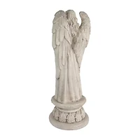 22.5'' Standing Angel with Birdbath Votive Candle Holder Outdoor Garden Statue