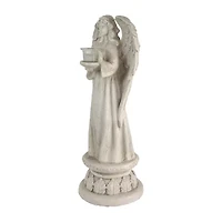 22.5'' Standing Angel with Birdbath Votive Candle Holder Outdoor Garden Statue