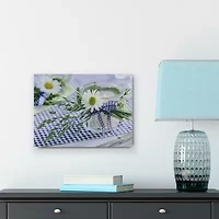 LED Lighted Flickering Daisy Tea Light Candle Canvas Wall Art 11.75'' x 15.75''