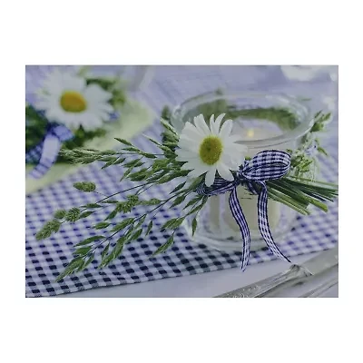LED Lighted Flickering Daisy Tea Light Candle Canvas Wall Art 11.75'' x 15.75''