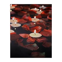White and Red Rose Petal LED Flickering Canvas Wall Art 15.75" x 11.75"