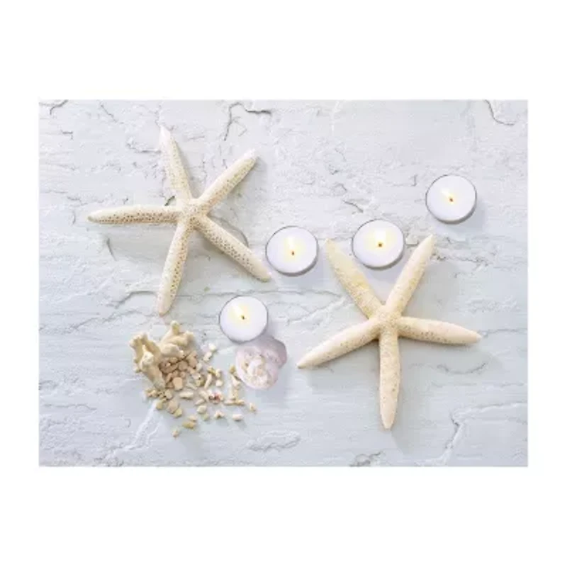 LED Lighted Starfish Seashell and Tea Light Candles Canvas Wall Art 15.75"