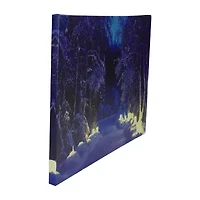 LED Lighted Nighttime in the Woods Winter Scene Canvas Wall Art 15.75"