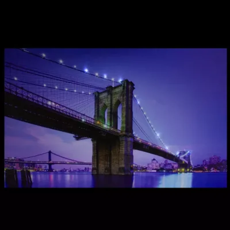 LED Lighted Famous New York City Brooklyn Bridge Canvas Wall Art 15.75'' x 23.5''