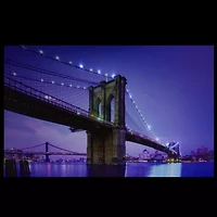 LED Lighted Famous New York City Brooklyn Bridge Canvas Wall Art 15.75'' x 23.5''