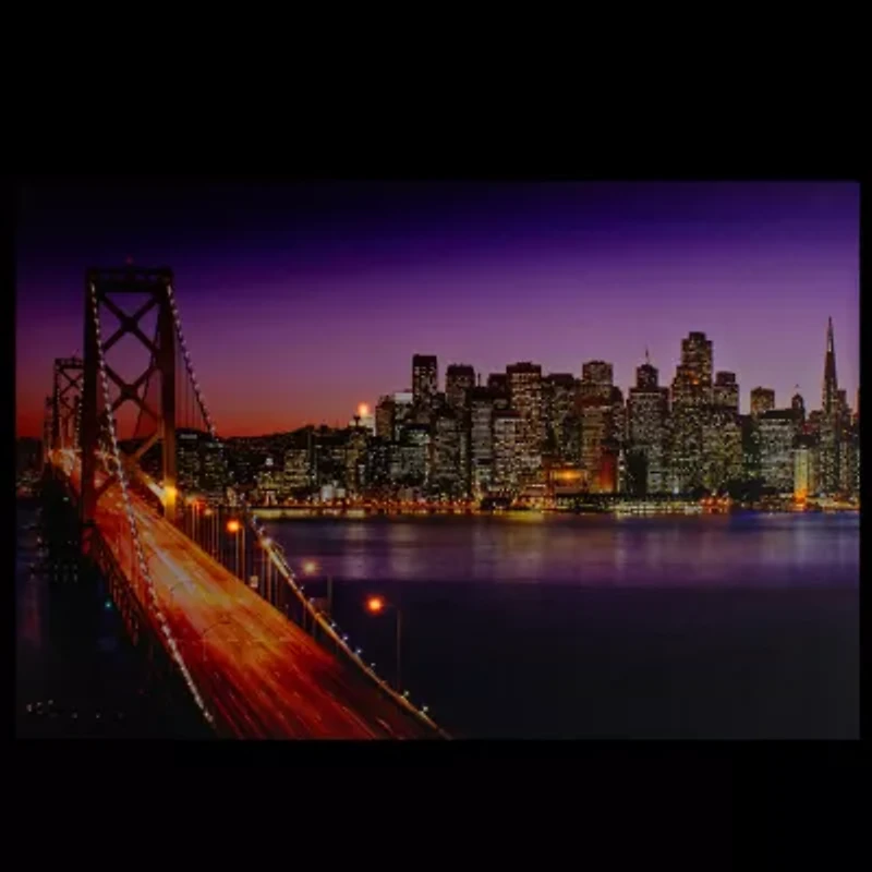 LED Lighted Famous San Francisco Oakland Bay Bridge Canvas Wall Art 23.5"