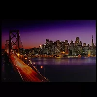 LED Lighted Famous San Francisco Oakland Bay Bridge Canvas Wall Art 23.5"