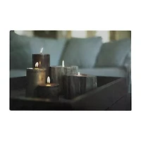 LED Lighted Faux Driftwood Flickering Candles Canvas Wall Art 15.75" x 23.5"