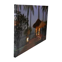 LED Lighted Tiki Hut Relaxation Scene Canvas Wall Art 23.5"