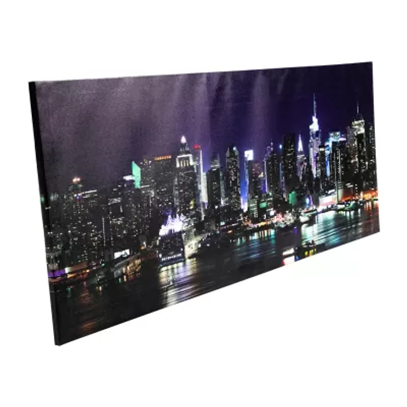 LED Lighted New York City Skyline Canvas Wall Art 15.75" x 39.25"