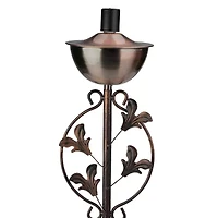 64.5'' Brushed Copper Floral Motif Outdoor Patio Garden Oil Lamp Torch