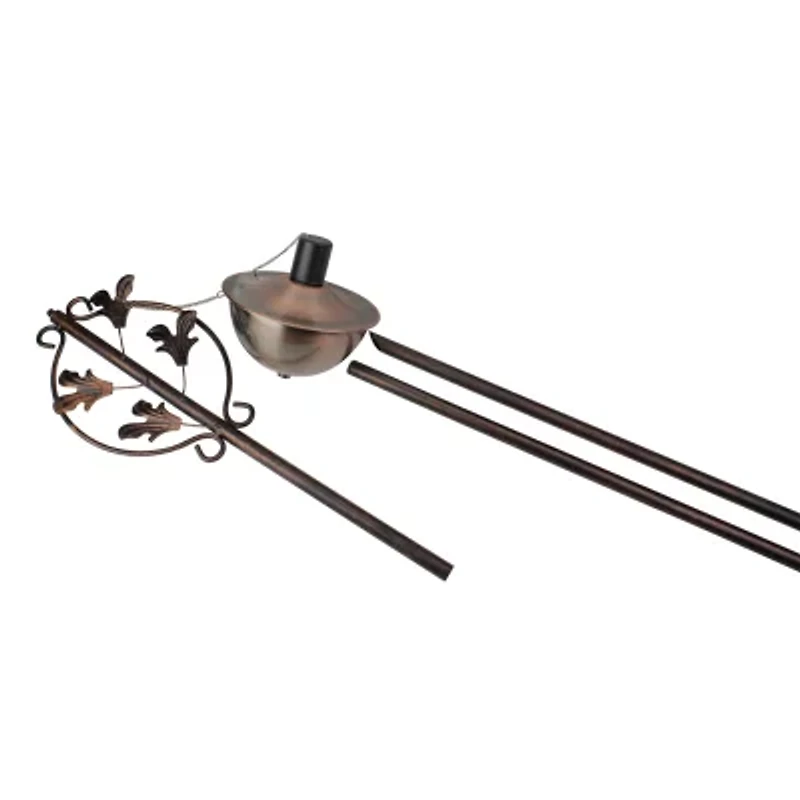 64.5'' Brushed Copper Floral Motif Outdoor Patio Garden Oil Lamp Torch