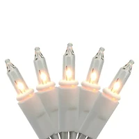 20 Clear Mini Patio Umbrella Lights with Clips - White Wire