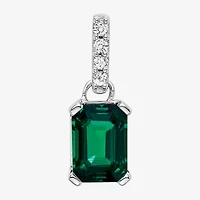 Gemstone Diamond Accent 10K White Gold Emerald-cut Pendant