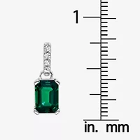 Gemstone Diamond Accent 10K White Gold Emerald-cut Pendant