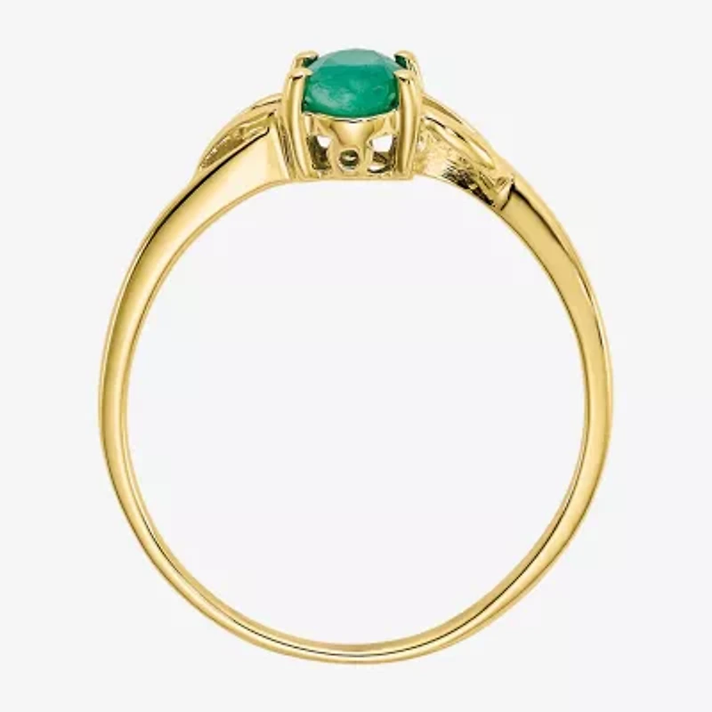 Gemstone 10K Gold Oval Cocktail Ring