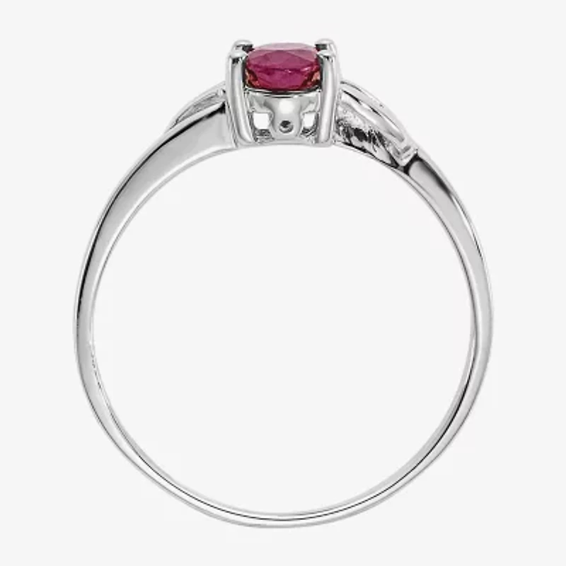 Gemstone 10K White Gold Oval Cocktail Ring
