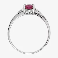 Gemstone 10K White Gold Oval Cocktail Ring