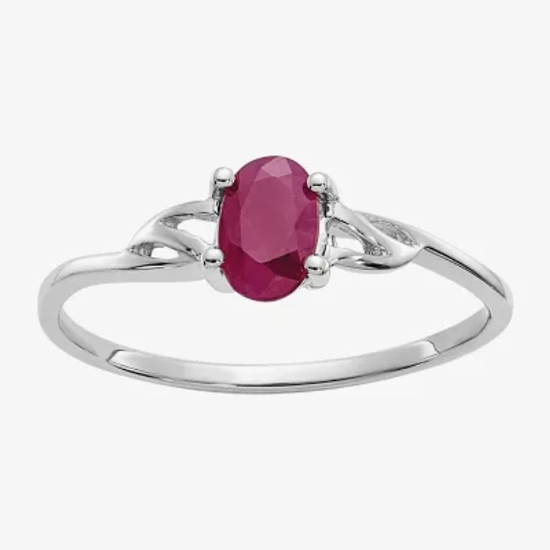 Gemstone 10K White Gold Oval Cocktail Ring