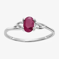 Gemstone 10K White Gold Oval Cocktail Ring