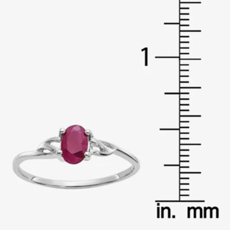 Gemstone 10K White Gold Oval Cocktail Ring