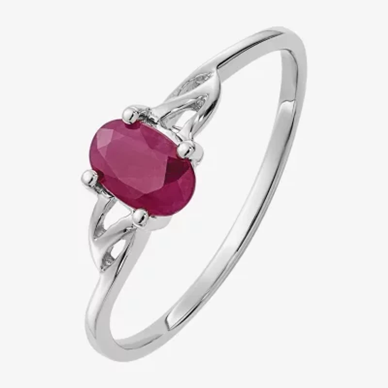 Gemstone 10K White Gold Oval Cocktail Ring