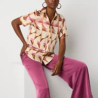 Worthington Womens Short Sleeve Regular Fit Button-Down Shirt