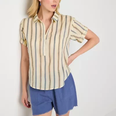 a.n.a Womens Short Sleeve Regular Fit Blouse
