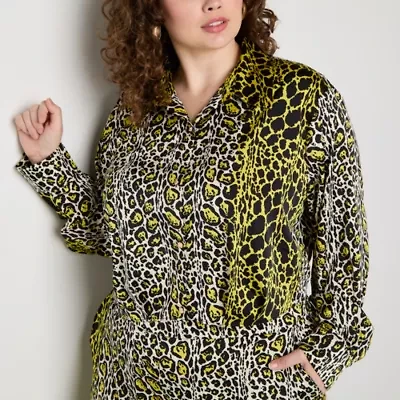 Bold Elements Womens Long Sleeve Fitted Sleeve Regular Fit Plus Button-Down Shirt