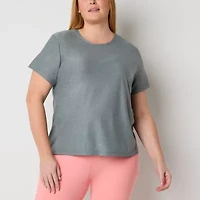 Xersion Womens Performance Crew Neck Short Sleeve Quick Dry Active Plus T-Shirt