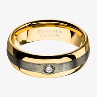 Inox Jewelry Mens 8MM White Cubic Zirconia Tungsten Round Wedding Band