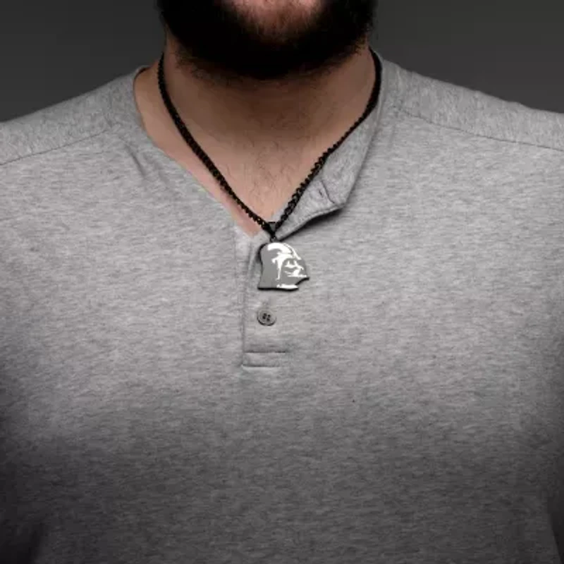 Star Wars® Darth Vader Mens Stainless Steel & Black IP Etched Pendant Necklace