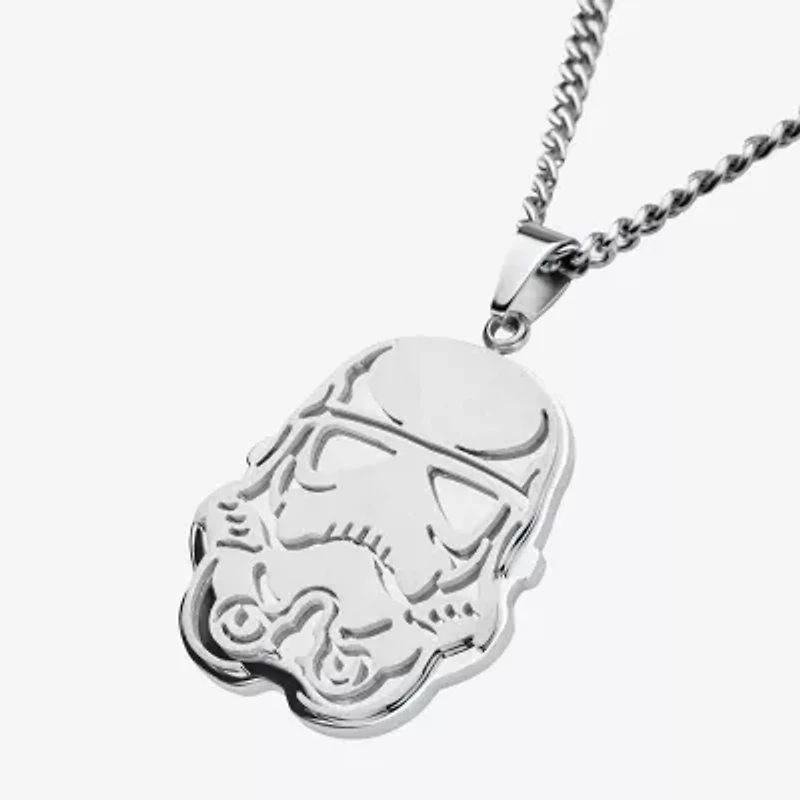 Star Wars® Stormtrooper Mens Stainless Steel Cutout Pendant Necklace