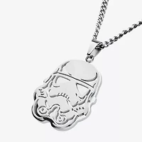 Star Wars® Stormtrooper Mens Stainless Steel Cutout Pendant Necklace