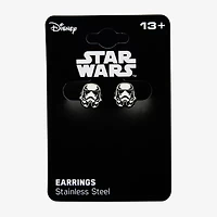 Star Wars® Stainless Steel and Enamel Stormtrooper Stud Earrings