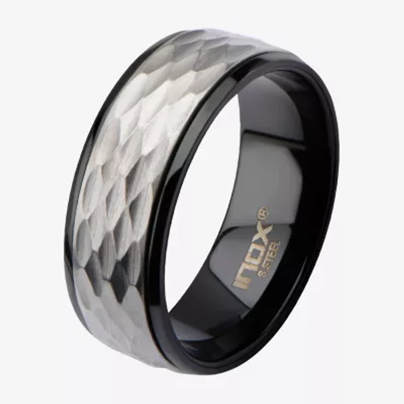 Mens Hammered Two-Tone Stainless Steel Band