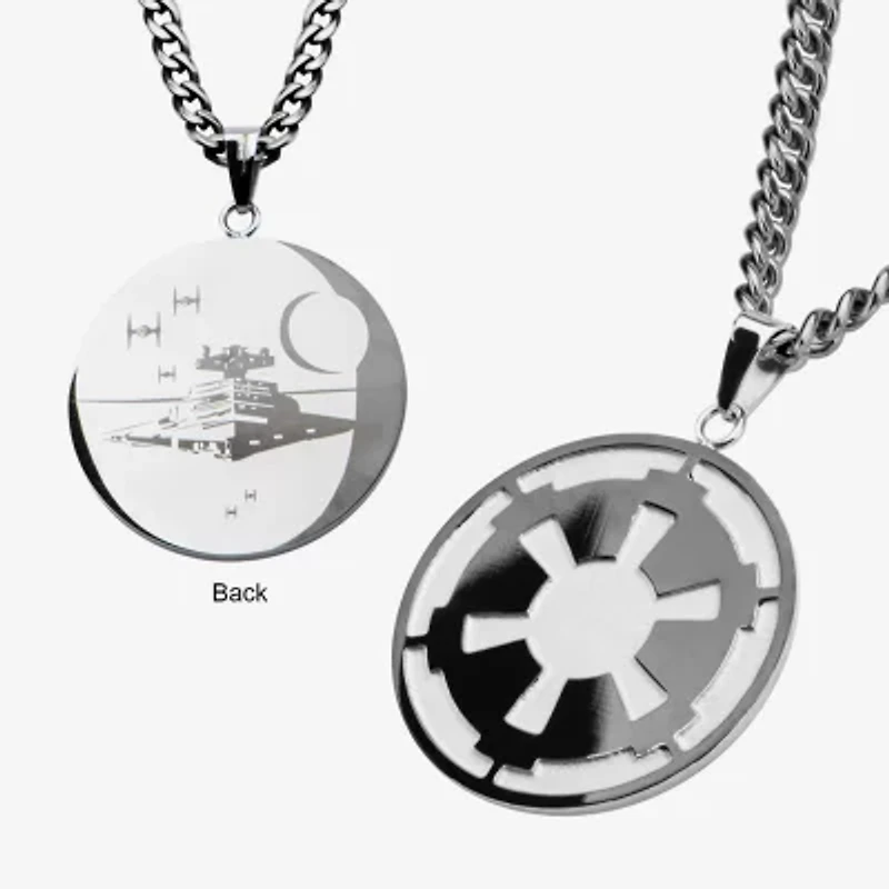 Star Wars® Death Star Symbol Mens Stainless Steel Pendant Necklace