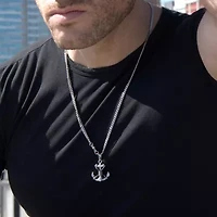 Inox® Mens Stainless Steel Anchor Pendant Necklace
