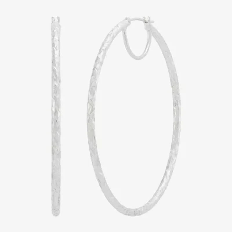 Limited Quantities! Womens 14K White Gold 50mm Hoop Earrings
