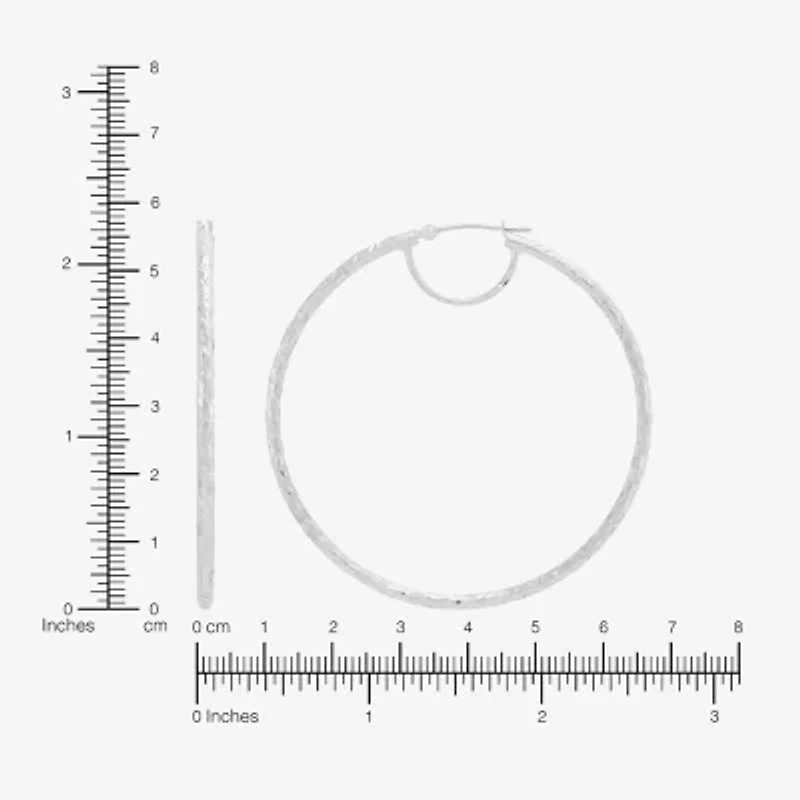 Limited Quantities! Womens 14K White Gold 50mm Hoop Earrings