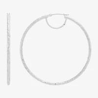 Limited Quantities! Womens 14K White Gold 50mm Hoop Earrings