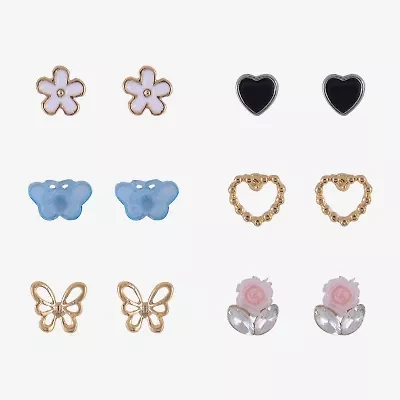 Arizona Womens Butterfly 6 Pair Earring Set