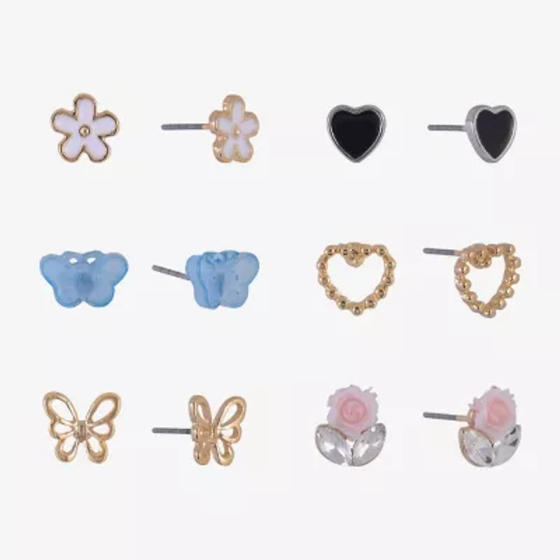 Arizona Womens Butterfly 6 Pair Earring Set