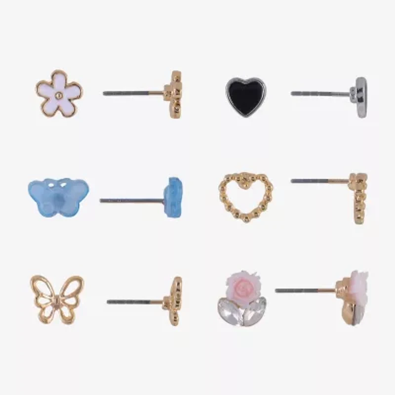 Arizona Womens Butterfly 6 Pair Earring Set