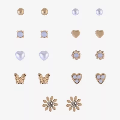 Arizona Womens Heart 9 Pair Earring Set