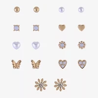 Arizona Womens Heart 9 Pair Earring Set