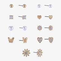 Arizona Womens Heart 9 Pair Earring Set